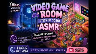 Video Game Room Sticker Scene ASMR PT1 🌙 Soft Whispers, Relaxing Sticker Placement & Cozy Sounds screenshot 4