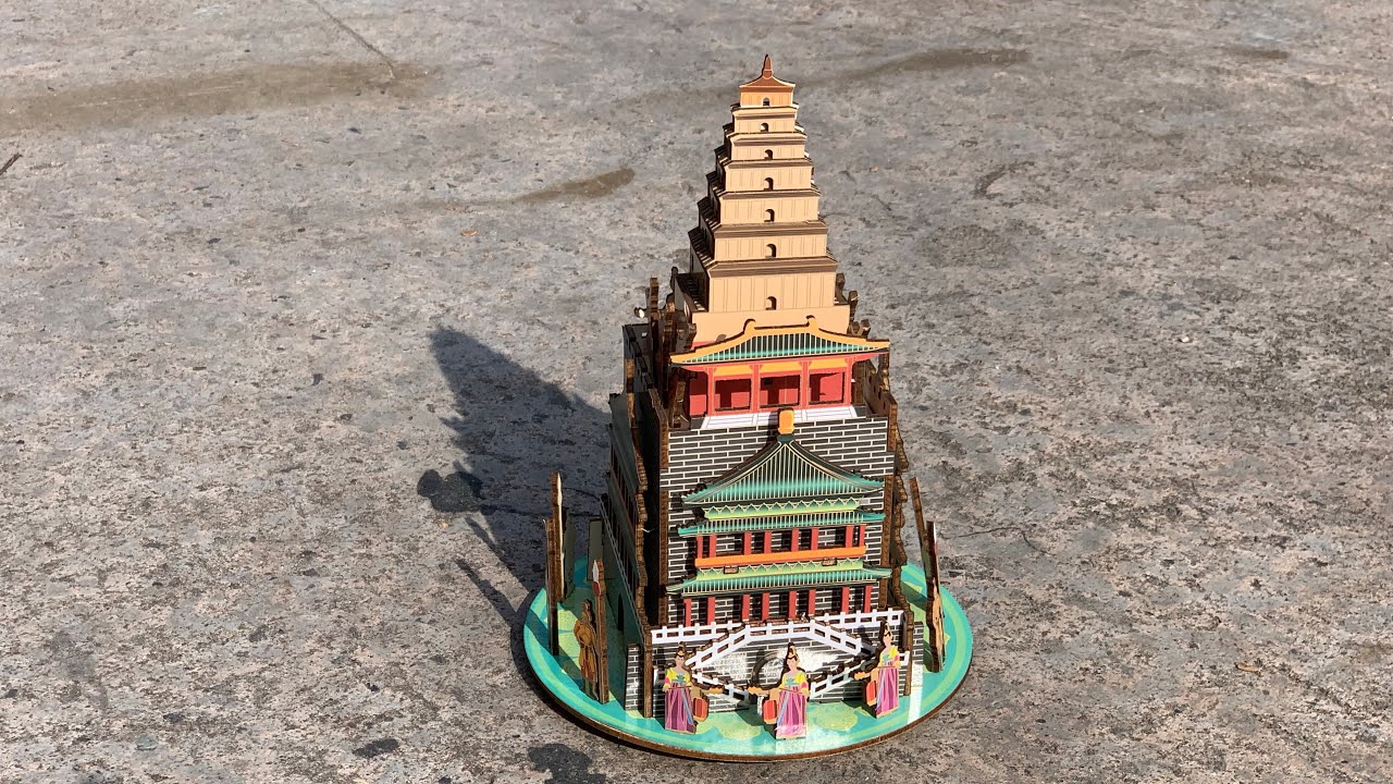 3d-wooden-puzzle-big-goose-pagoda-diy-craft-instruction-youtube