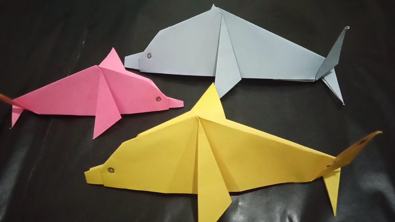 Paper Craft Cara buat origami Ikan  Lumba Lumba How to 