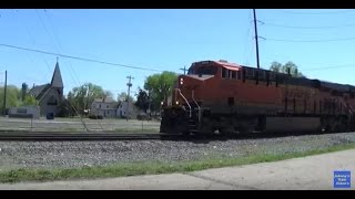 BNSF Locomotives Pulling Intermodal with Piggyback Trailers