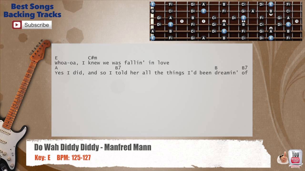 🎸 Do Wah Diddy Diddy Manfred Mann Guitar Backing Track with scale