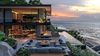 Relaxing Bossa Nova Jazz Music at Seaside Villa Ambience  Positive Morning Jazz & Ocean Waves Sound