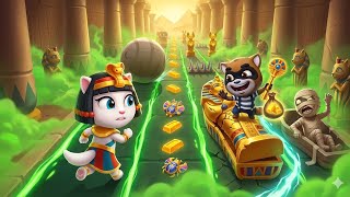 Talking Tom Gold Run Relic Rush event Cleo Angela unlocked vs Roy Raccoon Gameplay Android ios  screenshot 1