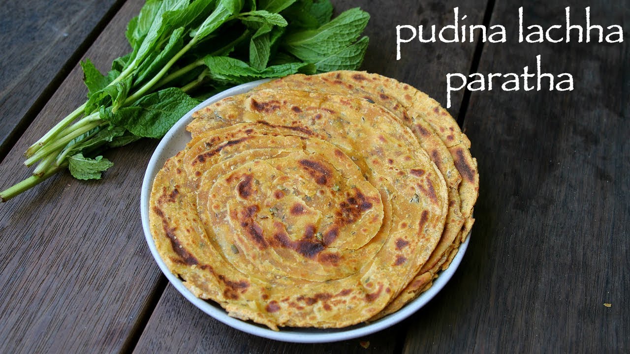 pudina paratha recipe | mint paratha recipe | how to make pudina lachha paratha | Hebbar | Hebbars Kitchen
