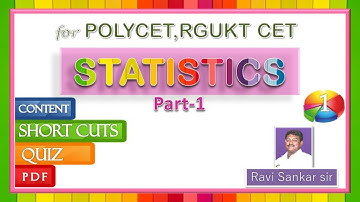STATISTICS ( సాంఖ్యక శాస్త్రం ) QUIZ  FOR  RGUKT CET & POLYCET - 2021 BY RAVI SANKAR SIR