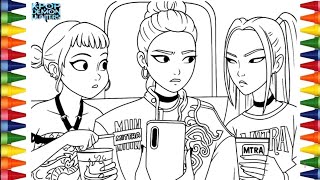 Satisfying Coloring 🎨– Rumi, Zoey & Mira | Relaxing Coloring Pages ✨ #satisfying #asmr 