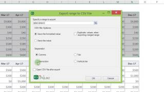 easily save selected excel ranges as csv files with the export to csv