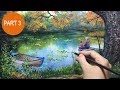 Boy fishing with grandfather in autumn lake  - PART 3