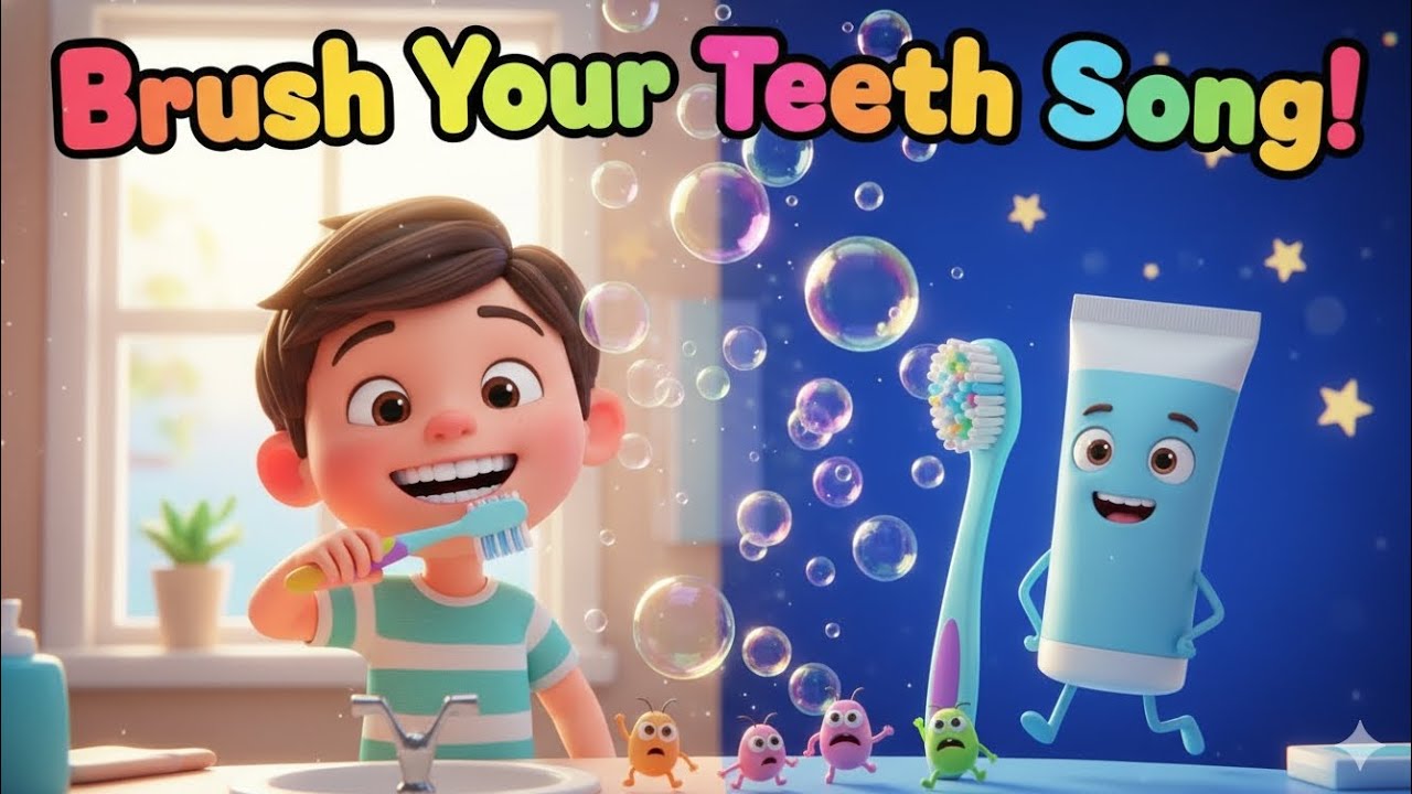 Brush your teeth song for kids morning and night routine. - YouTube