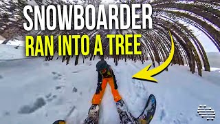 Snowboarder Ran Into a Tree While Cruising Through the Trees