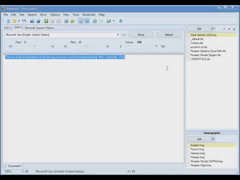 A demonstration of SAPI 5 Sam emphasizing "The" alone