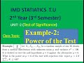 Power of the Test | Example -2 , L-13