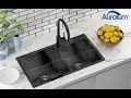 Auralum AUOM0603BE 78*43CM Stainless Steel Double Bowl Kitchen Sink Installation Video