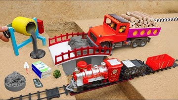 DIY Concrete Mixer & Build a Mini Bridge | Science Project for Trains to Run Over
