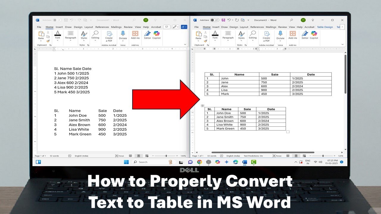 How to Properly Convert Text to Table in MS Word - YouTube