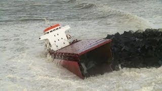 Spanish cargo ship breaks in two off French coast