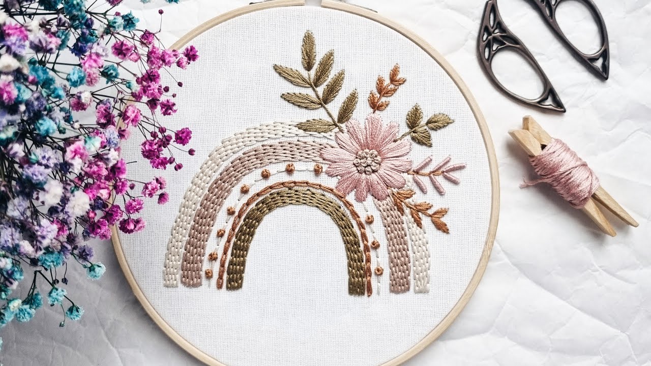 4 type of flowers embroidery