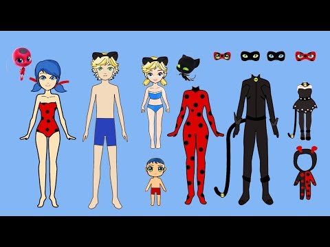 FAMILY DRESS UP LADYBUG & CAT NOIR PAPER DOLLS COSTUMES DRESSES ACCESSORIES PAPERCRAFTS