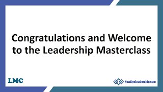 Leadership Masterclass Day 1