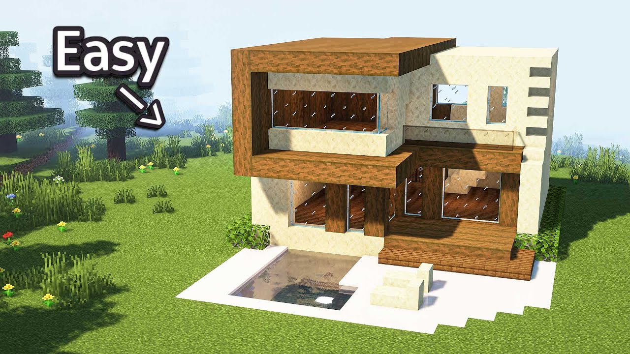 Modern Sandstone Quarz House: Minecraft tutorial