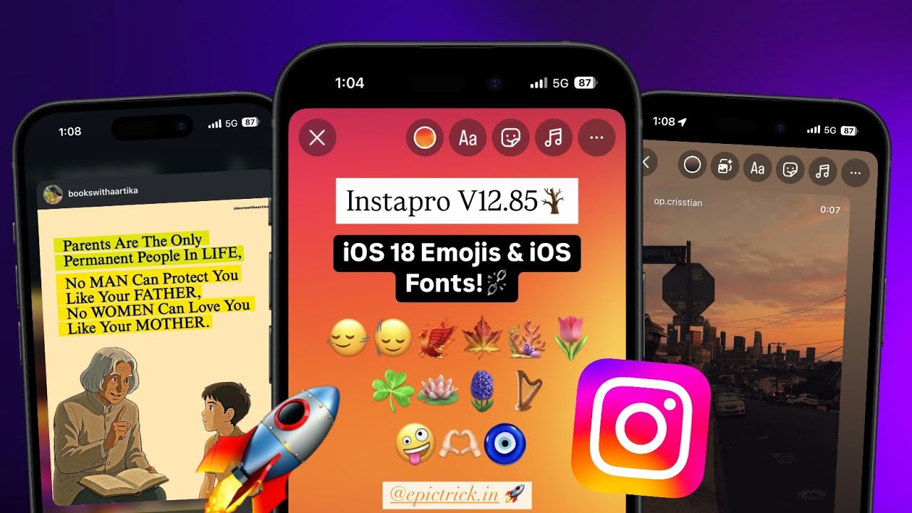 InstaPro v12.85 (Big Update 🔥) | iOS All Fonts + iPhone Emojis | Hidden Mention | Remention Story