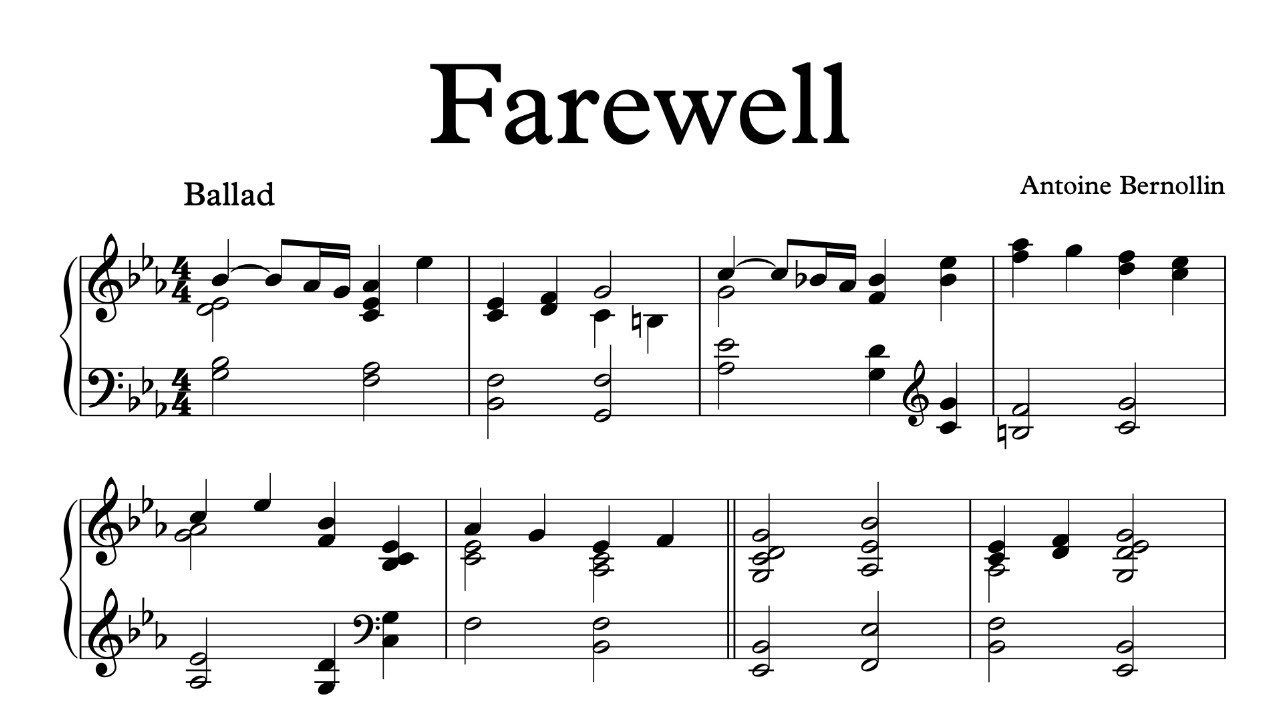 Farewell - Antoine Bernollin - Piano Solo - with score. Sheet music ...