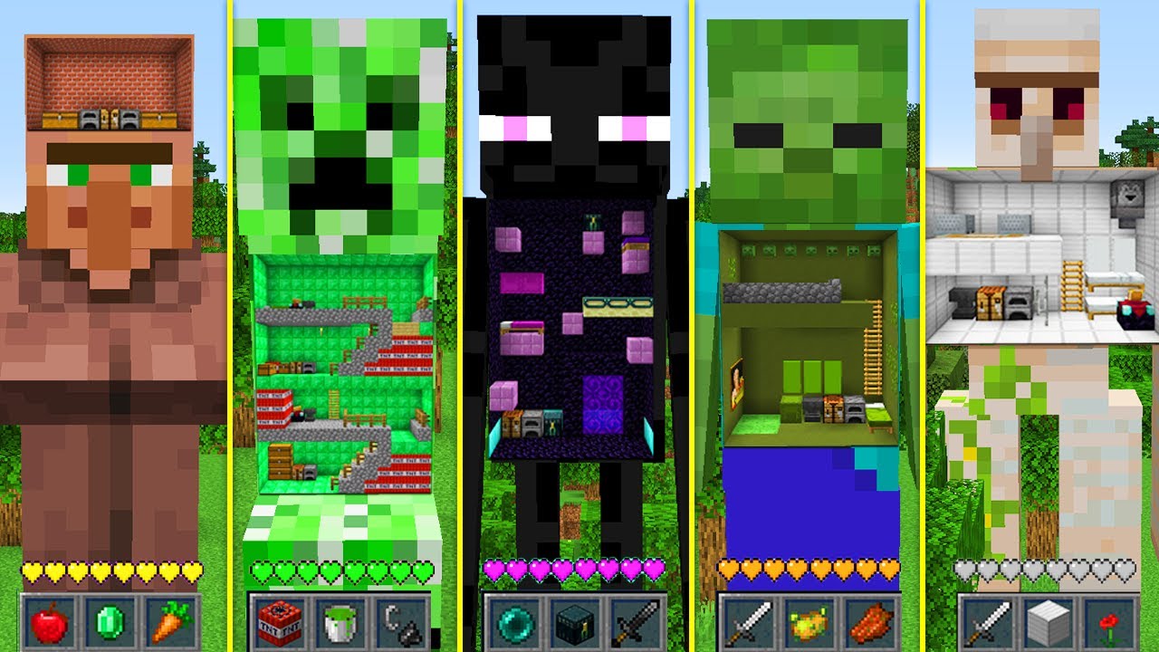 Minecraft HOW to BUILD ENDERMAN GOLEM ZOMBIE CREEPER HOUSE in Minecraft ...