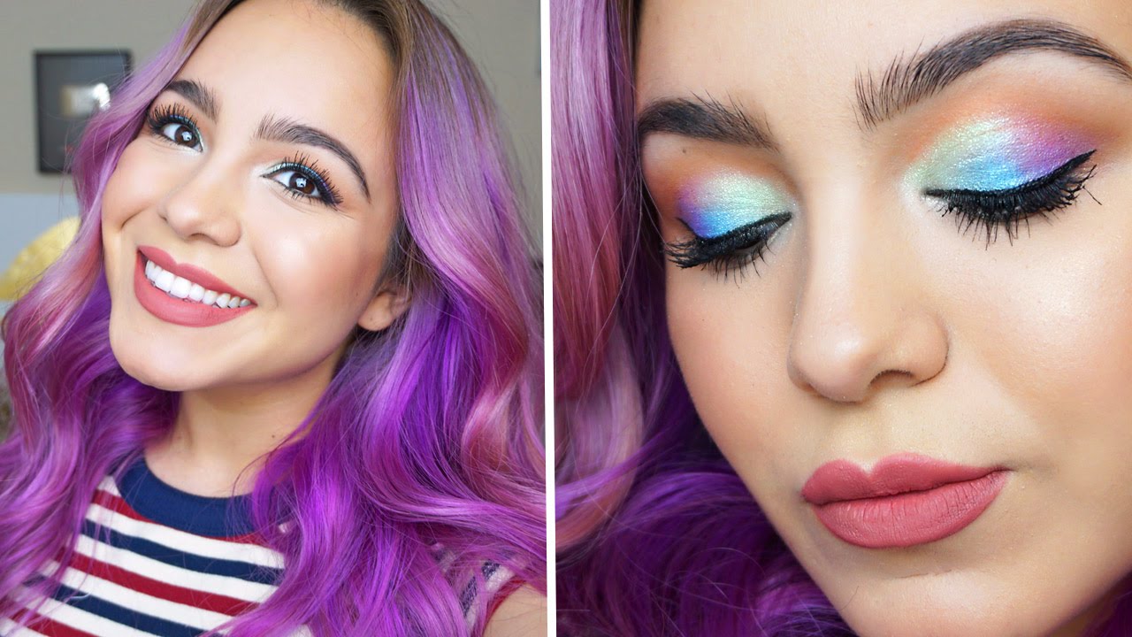 Pastels and Blue Spring Makeup Tutorial - YouTube