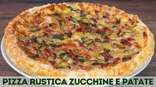Zucchini and potatoes rustic puff pastry pizza
