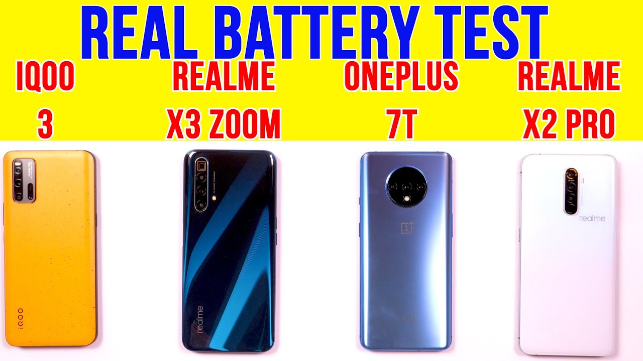 Realme X3 SuperZoom vs Oneplus 7T, X2 Pro Battery Drain Test with PUBG