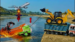 JCB 5cx fully loading river sand Tata 4823 truck | Gadi wala JCB | Toys JCB and truck Cartoon 3dx