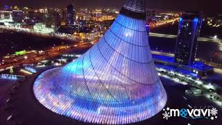 Ночная Астана с высоты птичьего полета.  The night view of the Astana city. Kazakhstan.