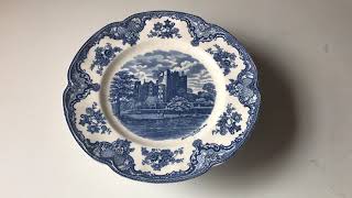 Blue and White China Johnson bros England Olde Castle plate