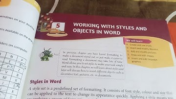 Class: 5 Computer Lesson: 5(Working with Styles and Objects in Word) Topic: Styles in Word