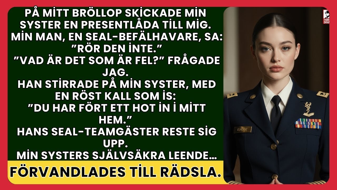 Jag kände hur Leons hand slöt sig hårt om min handled, precis när jag sträckte mig mot den vita lådan på bordet. "Rör den inte", sa han med en röst som skar genom bröllopsmusiken. Luften runt mig...
