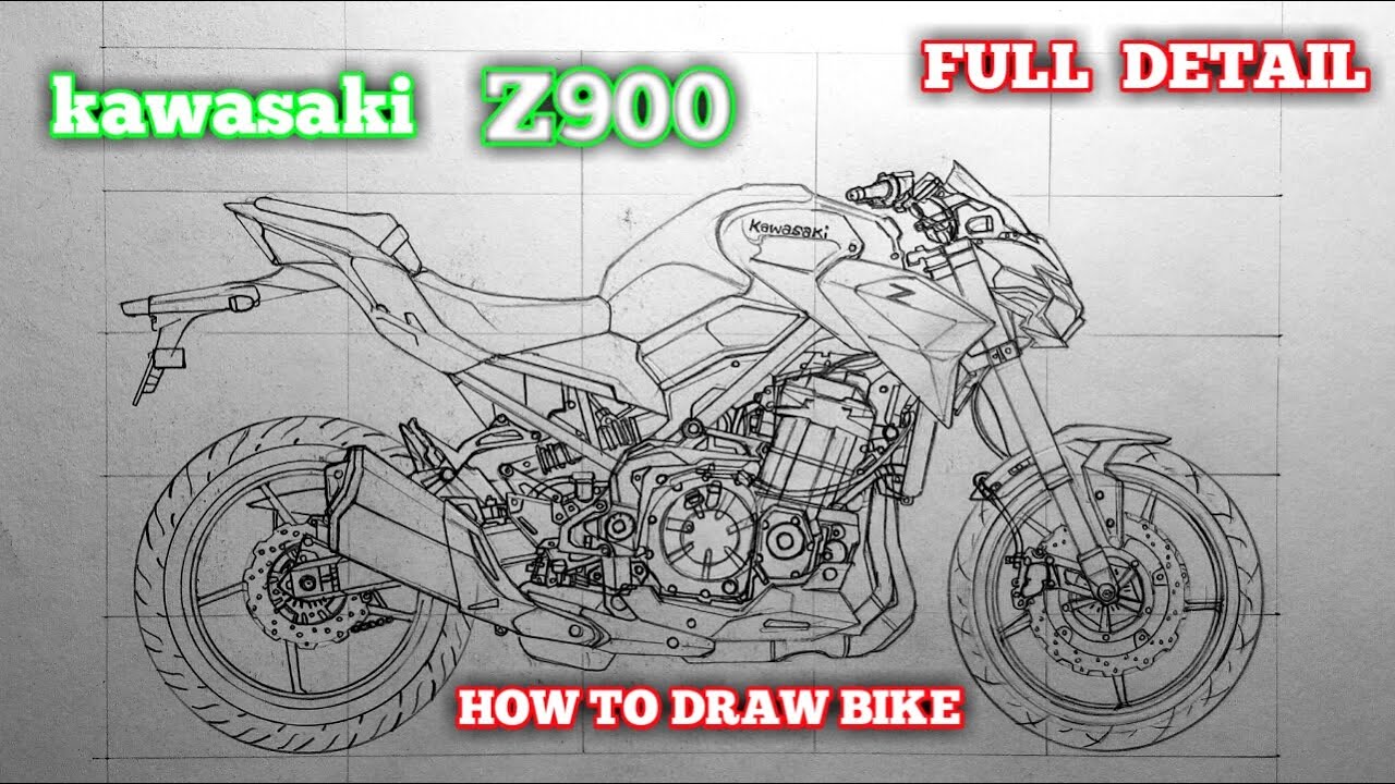 カノックスの絵 z900 | z900 drawing | how to draw bike - YouTube