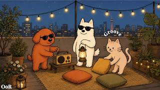 🎧Playlist | Late night on a cozy rooftop 🌃 Midnight Lofi, Vintage Radio Jazzhop 🐱🐶(4 Hours)