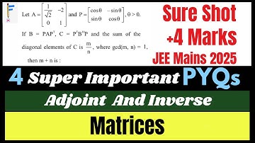 Matrices for JEE Mains 2025 – 4 Important Questions Solved | Adjoint | Inverse | Determinant