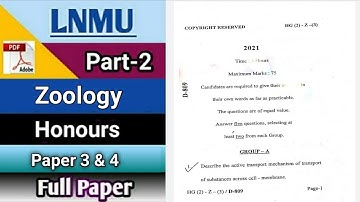 Lnmu bsc part 2 zoology honours paper 2021