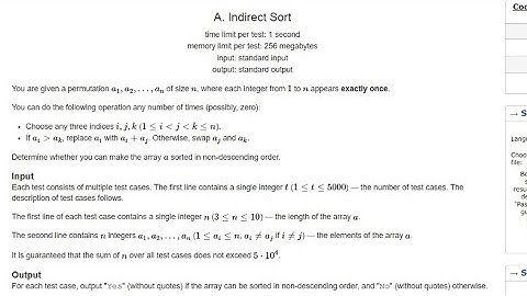 A. Indirect Sort solution in c++ || codeforces CodeTON Round 3 (Div. 1 + Div. 2, Rated, Prizes!)