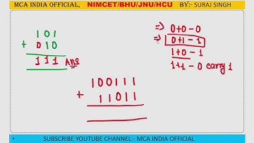 Binary Addition and Subtraction| MAH CET MCA |