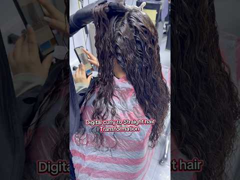 Digital curly to straight hair transformation ❤️🫰 #balayage #hair #hairtransformation