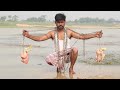 Amazing Hook Fishing || Village boy is fishing in the river using chicken || Village fishing trap