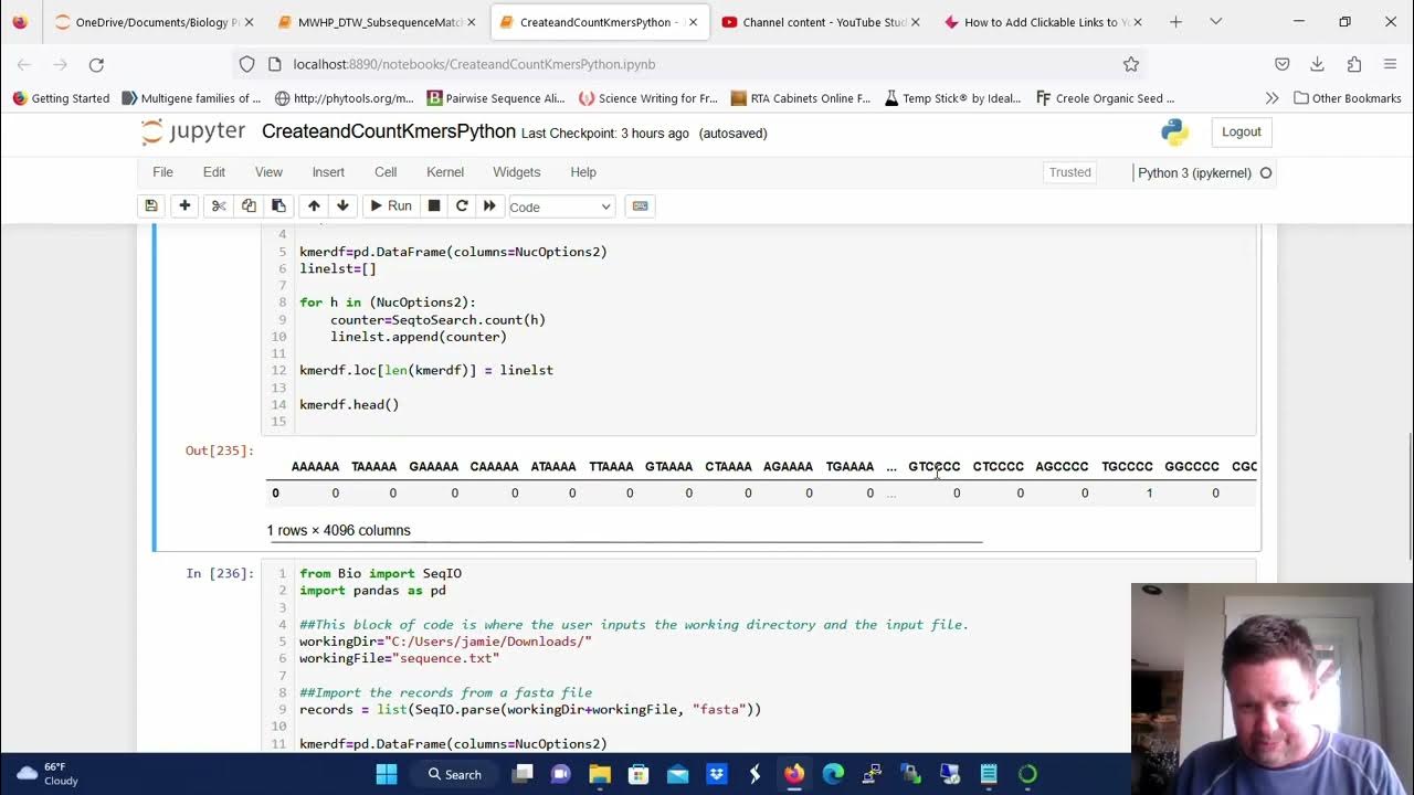 Count K-Mers in a Single DNA Sequence in Python - YouTube