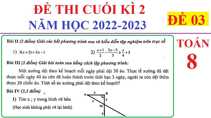 Đề thi học kì 2 lớp 8 môn toán 2023