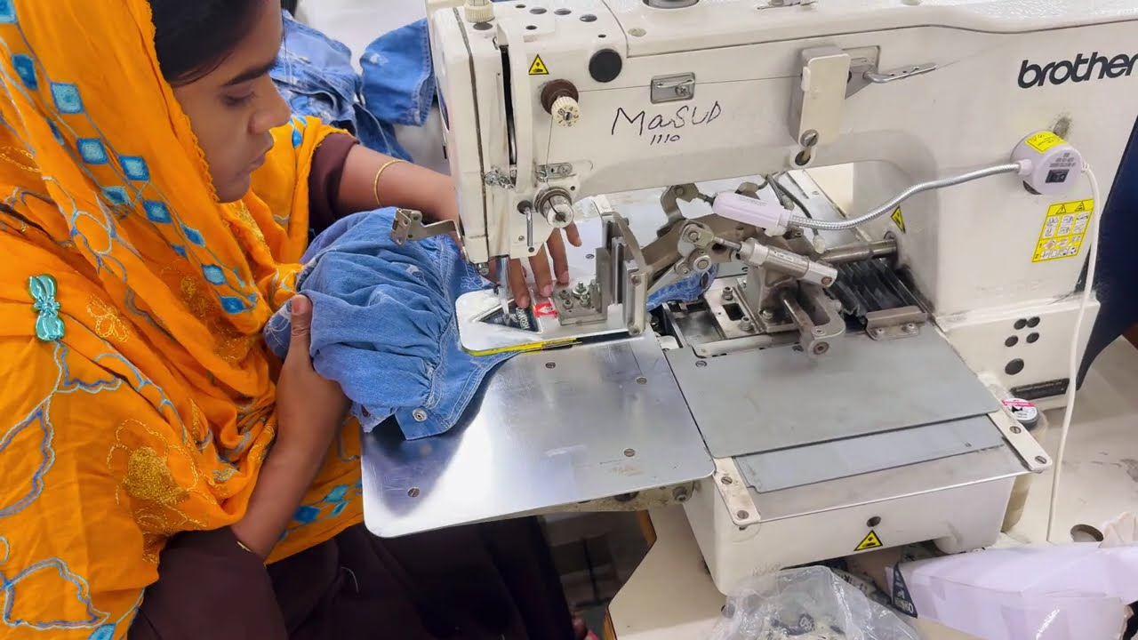 Прикрепление этикетки с логотипом с помощью шитья по шаблону (треугольный зигзагообразный шов) I ...