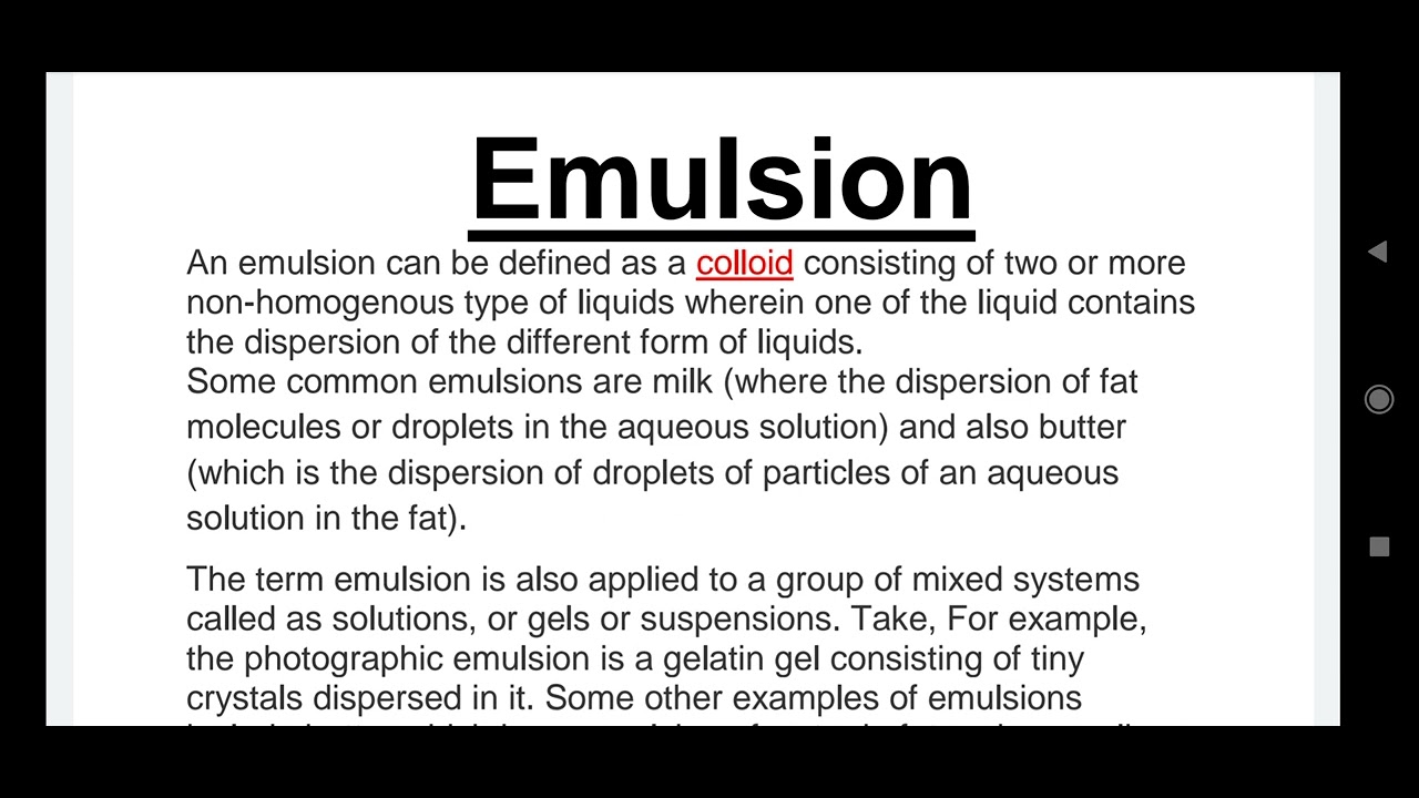 What Is Emulsion Types Of Emulsion Definition Of Emulsion YouTube What Is Emulsion Types Of Emulsion Definition Of Emulsion YouTube