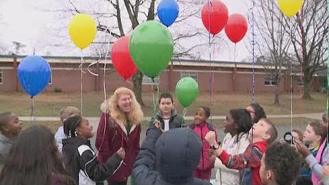 Students release balloons with messages to honor Dr. Martin Luther King, Jr.