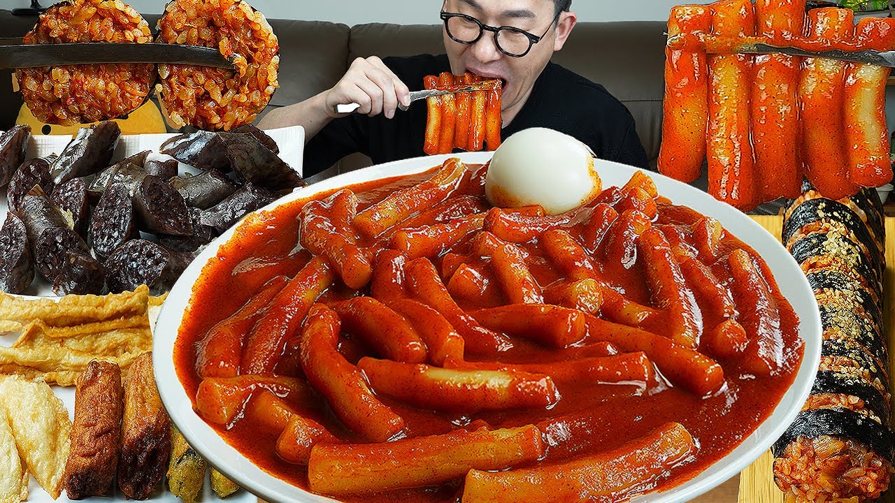 ASMR MUKBANGㅣSpicy tteokbokki & gimbap & sundae & fried foodㅣEATING SHOW