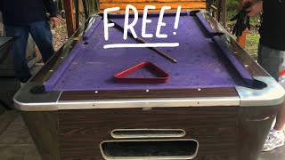 REFURBISHING A FREE POOL TABLE!! BEFORE AND AFTER!!